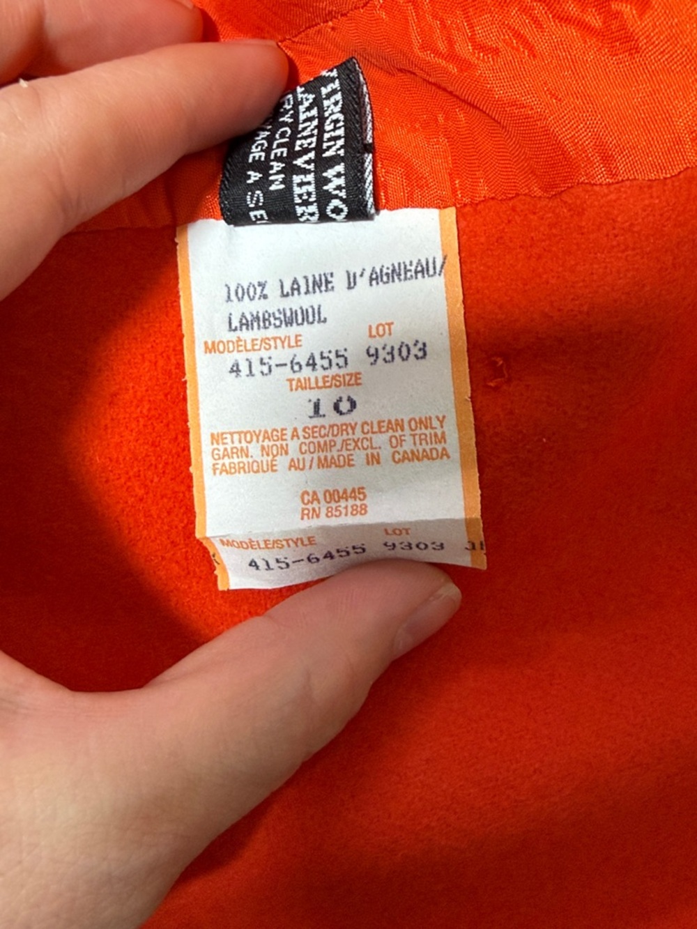 Lambswool Vintage Statement Coat. Louben Double Breasted Orange Jacket Size 10 - Picture 10 of 13